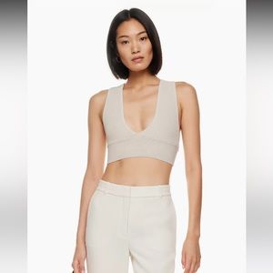 Aritzia Matte Pearl Sculpt Knit Deep V Cropped Tank